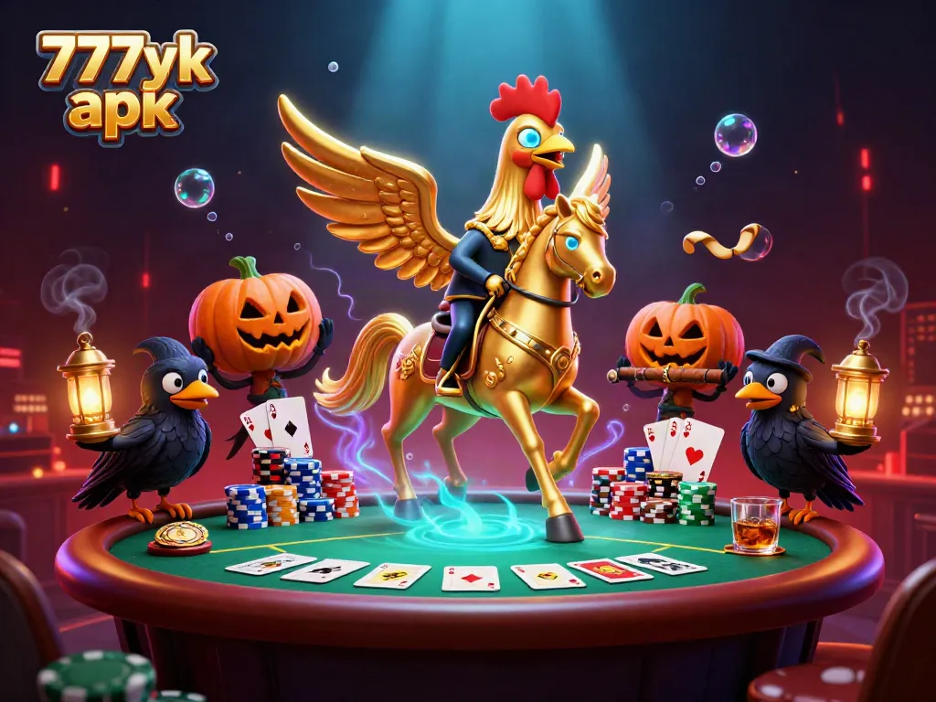 Experience the thrilling world of 777yk apk in a vibrant midnight casino scene with golden characters.