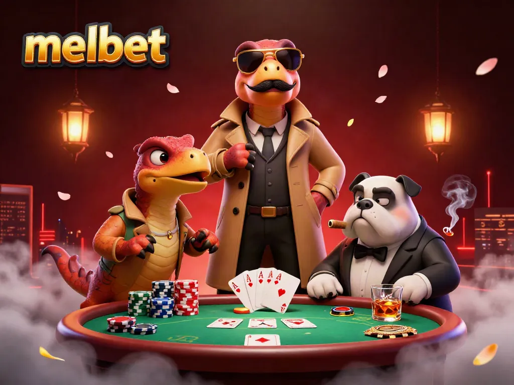 Raptors disguised in a trench coat entering a VIP area, showcasing melbet poker elements.