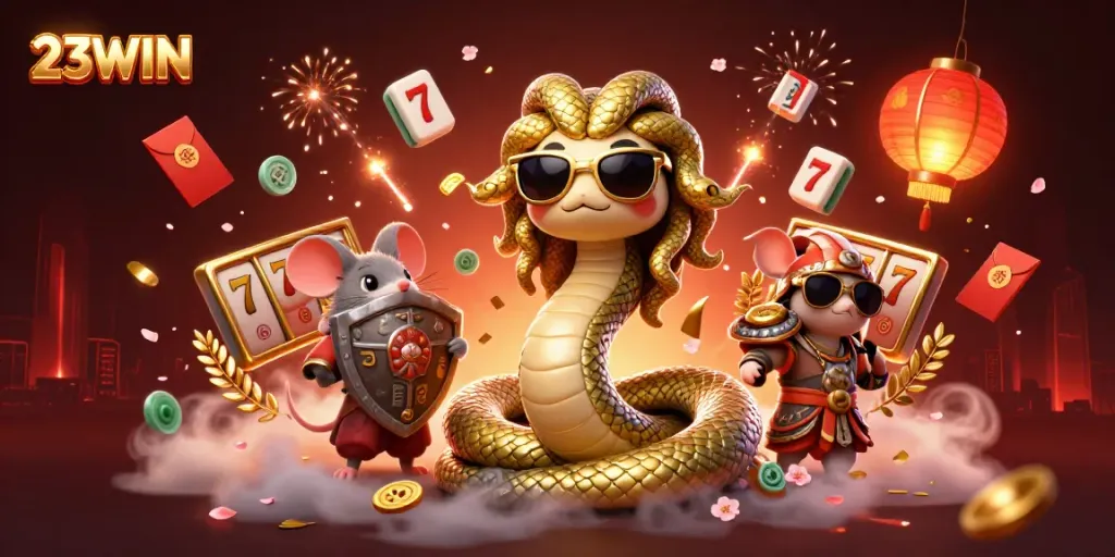 Engage with thrilling gameplay visuals of 23WIN, featuring 3D elements and dynamic casino scenes.