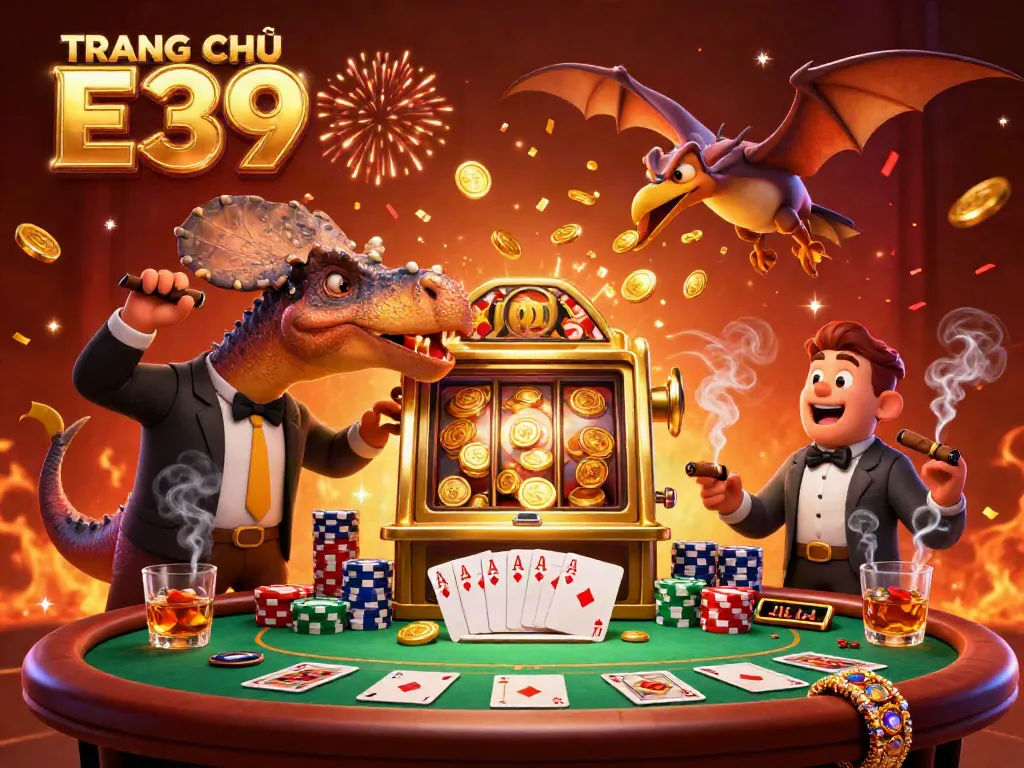 Catch golden coins in a vibrant casino setting with TRANG CHỦ E39 slot adventure.