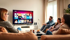 Enjoying diverse channels with iron IPTV in a cozy family living room.