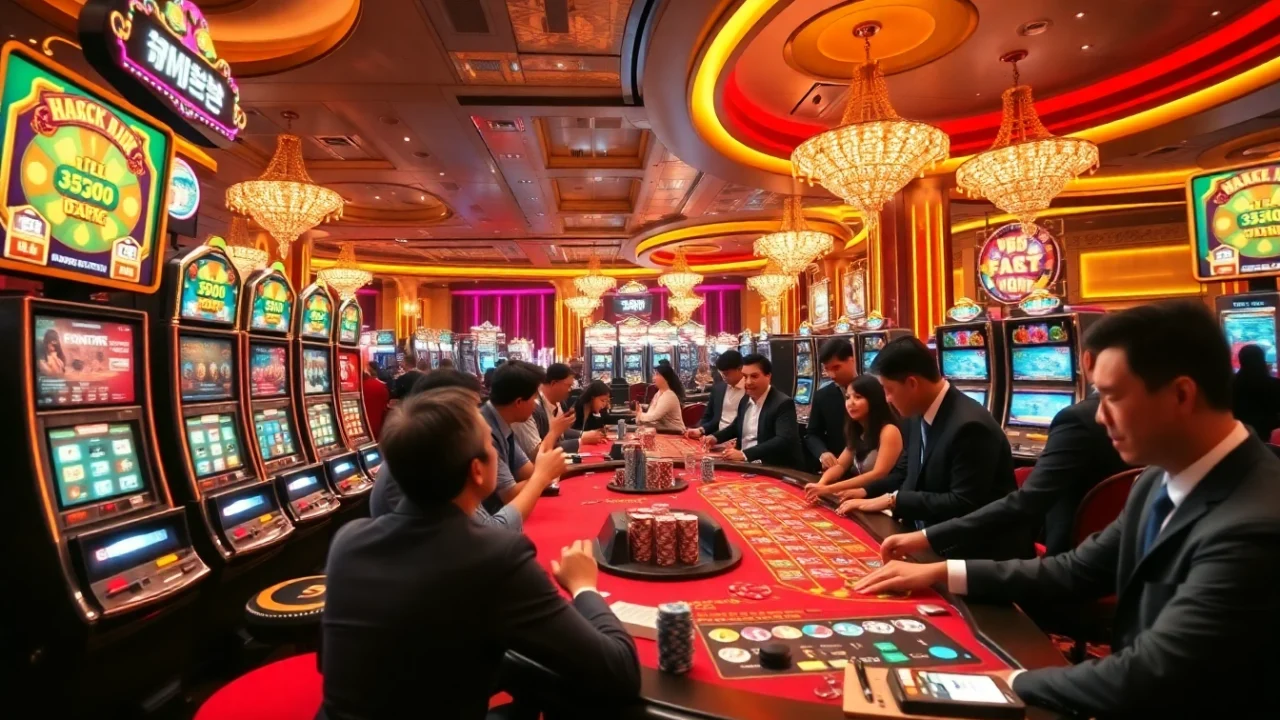 Exciting casino atmosphere showcasing 소액결제 transactions at vibrant gambling tables.