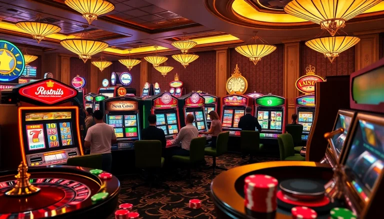 Experience the excitement of Slot Online Terpercaya with vibrant slot machines and engaged players.