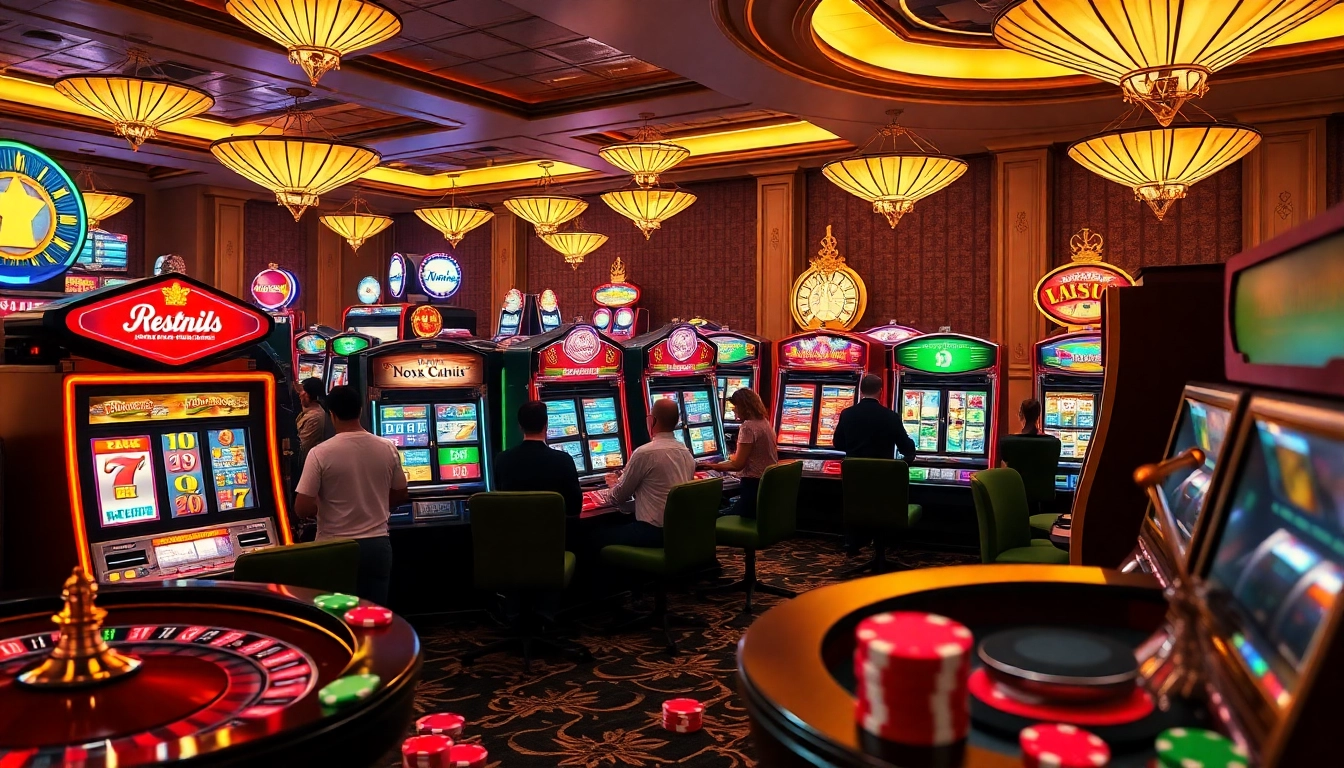 Experience the excitement of Slot Online Terpercaya with vibrant slot machines and engaged players.