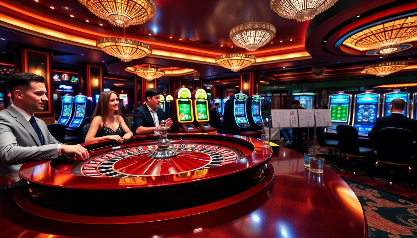 Players engaging in thrilling betting action at https://78win.school/ casino tables, showcasing excitement and luxury.