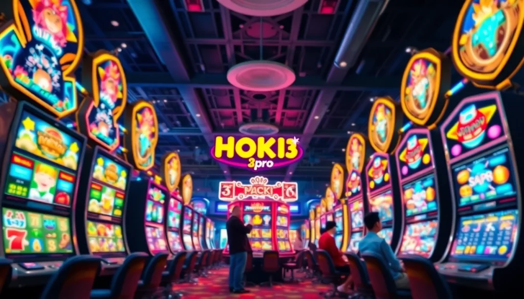 Exciting online gaming scene with hoki138 pro slot machines and vibrant graphics.
