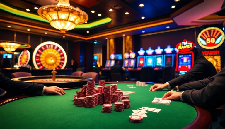 Players experience excitement at a luxurious S8 gambling table with poker chips and cards.