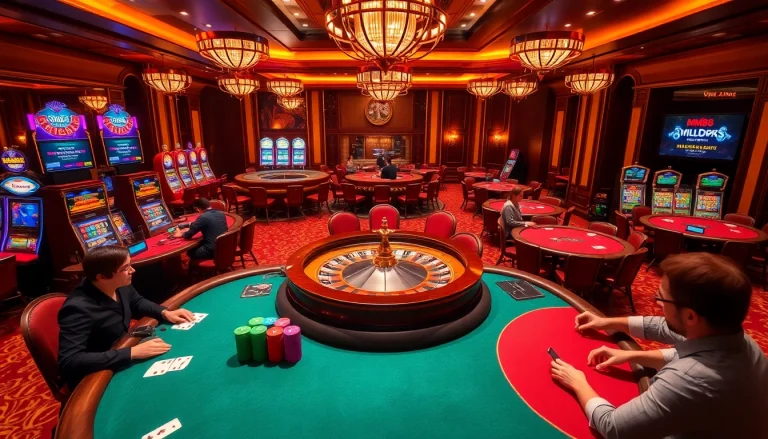 Experience the thrill of gambling at https://mm88.in.net/ with a vibrant casino atmosphere featuring poker tables and slot machines.
