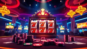 Players enjoying the doaslot experience at a vibrant casino with engaging slot machines.