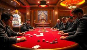 Experience high-stakes poker action at sky88.in, showcasing intense gameplay and vibrant casino atmosphere.