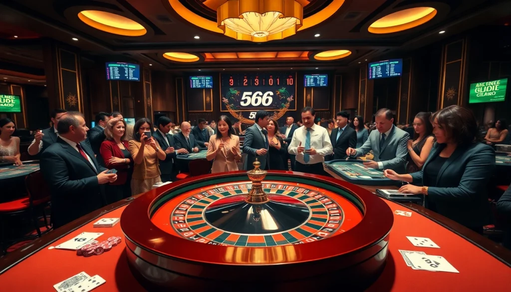 Players enjoying a thrilling game at 566's luxurious casino tables.