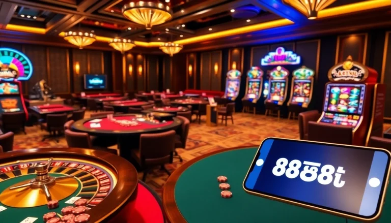 Engage in gambling excitement at 88i đăng nhập with vibrant casino tables and slot machines.