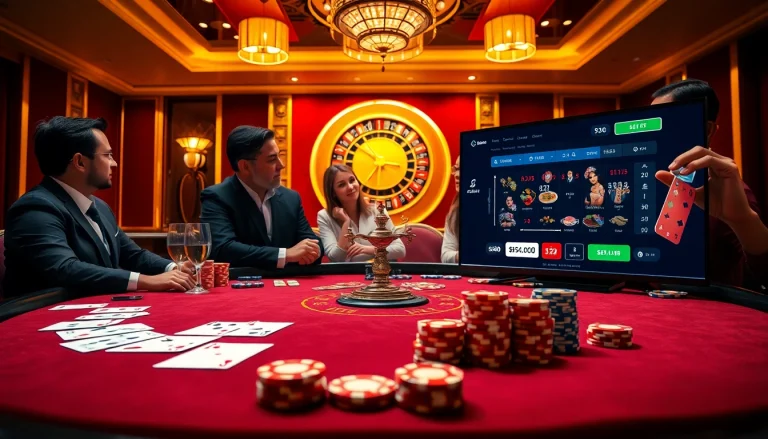Engaging gameplay at a Game sx88 table with vibrant poker chips and cards.