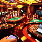 Excited players placing bets at a luxurious casino roulette table featuring 33win 01 action.