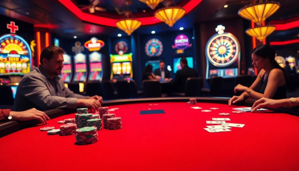 Engage with the thrilling casino scene featuring the link sumvip at a high-stakes poker table.