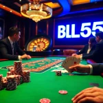 Exciting poker scene showcasing BL555 casino rich in luxury and thrill of gaming.