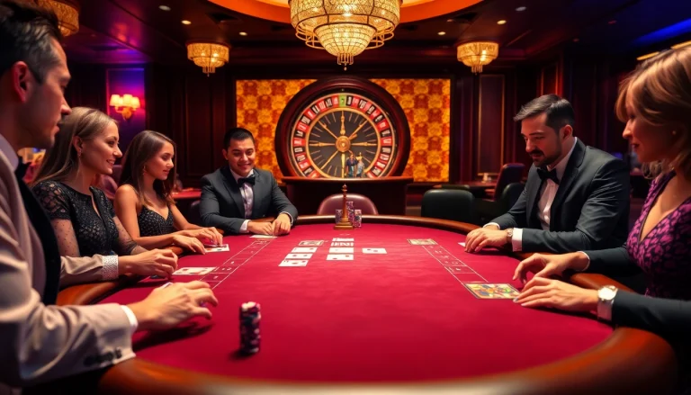 Players enjoying a high-stakes game at the iwin club poker table, chips and cards in focus.