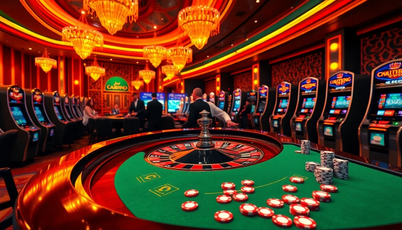 Experience the thrill of gambling at https:/cm88.bz/ with a vibrant casino scene featuring roulette, poker chips, and exciting gameplay.