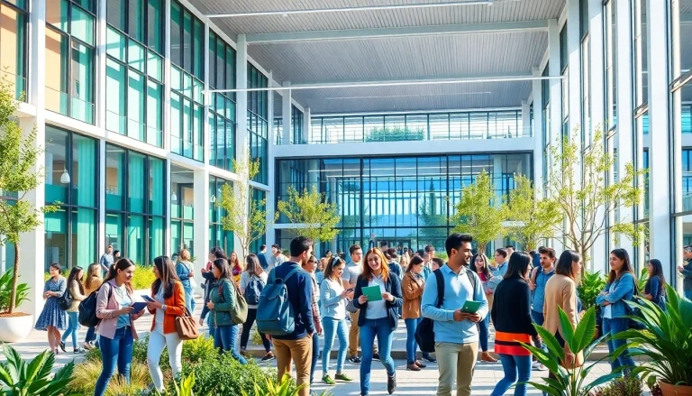 Nisantasi University apply scene with diverse students collaborating in a modern, vibrant campus.