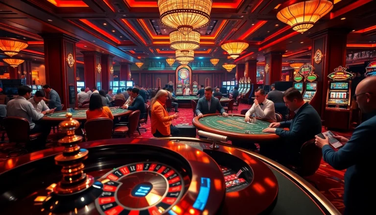 Experience the excitement of gaming at hay.win with players at vibrant casino tables.