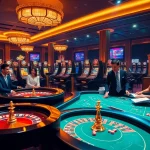 Bettors enjoying live gaming at fb88 casino, with vibrant tables and interactive elements.