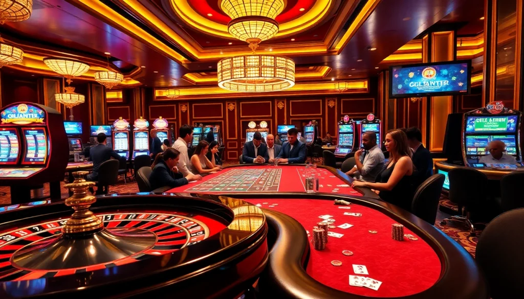 Engaging players at nhà cái mm88 enjoying casino games with excitement and luxury in a vibrant atmosphere.