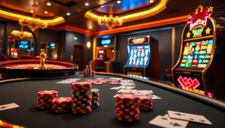 Experience high-energy gameplay with Trang chủ Five88's vibrant casino atmosphere featuring tables and slot machines.