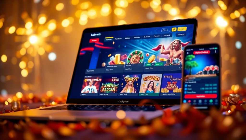 Experience the excitement of gaming at luckywin.name with a vibrant online casino interface.