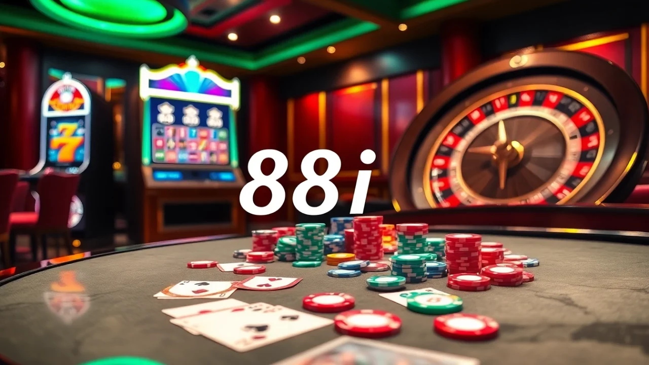 Exciting casino setting with poker chips and cards featuring 88i betting insights.