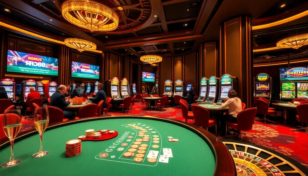 Experience the thrill of gambling at the rr88 link with luxurious casino visuals and vibrant gaming action.
