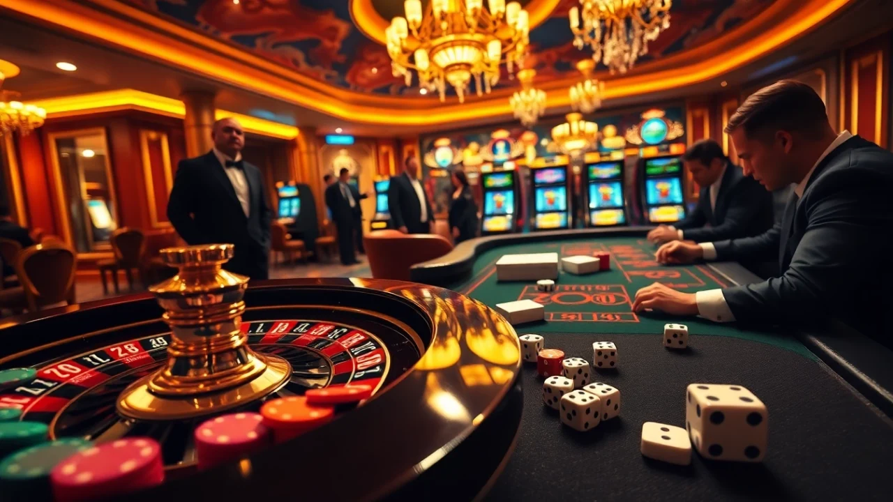 Experience the thrill of high-stakes gaming at good88 with luxury casino tables and vibrant roulette wheels.
