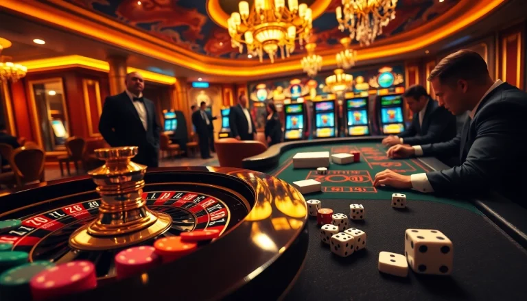 Experience the thrill of high-stakes gaming at good88 with luxury casino tables and vibrant roulette wheels.