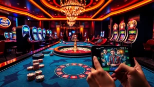 Gambling excitement at F168.COM with vibrant casino tables and luxurious gaming ambiance.