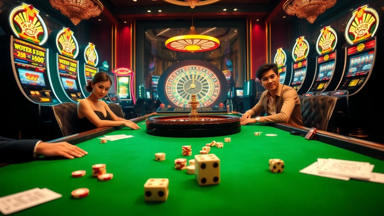 Enjoy thrilling gameplay at a casino with link i9bet featuring poker tables and vibrant slot machines.