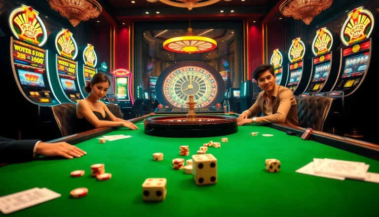 Enjoy thrilling gameplay at a casino with link i9bet featuring poker tables and vibrant slot machines.