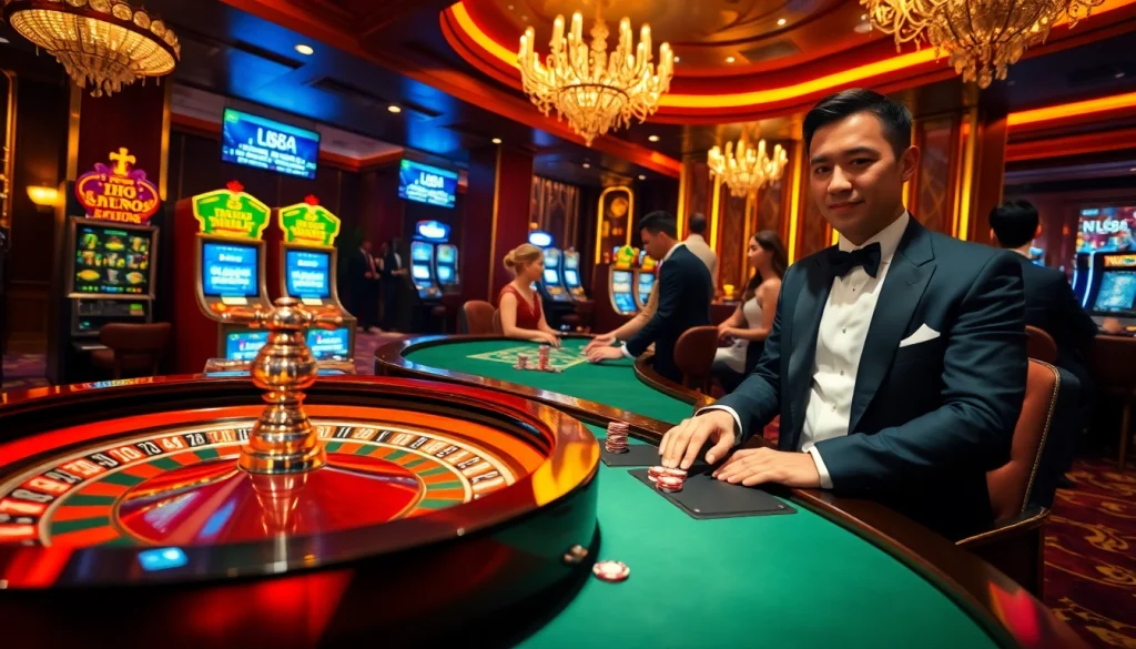 Experience the thrill of Trang chủ Lu88 with players at a vibrant roulette table.