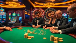 KJC RR88 table gaming with luxurious ambiance, vibrant roulette, and eager players.