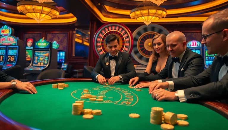 KJC RR88 table gaming with luxurious ambiance, vibrant roulette, and eager players.