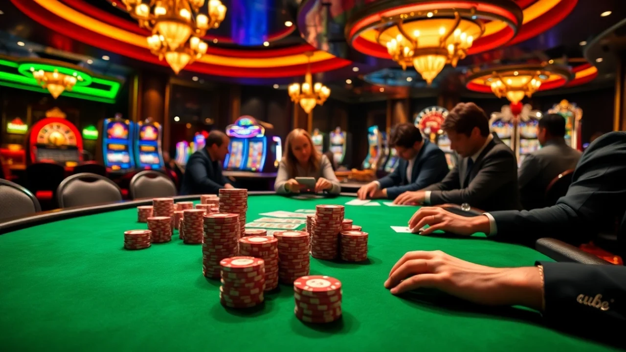 Experience thrilling gameplay at uu88 with vibrant casino tables and poker chips.