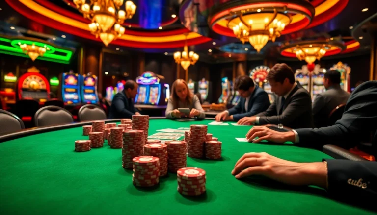 Experience thrilling gameplay at uu88 with vibrant casino tables and poker chips.