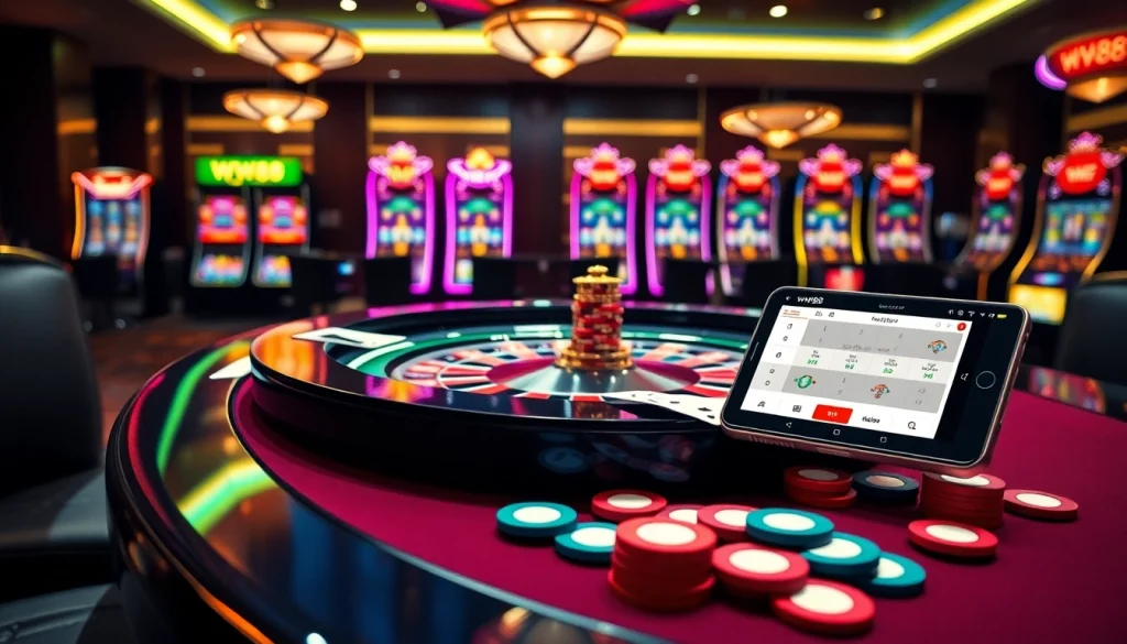 ww88 online casino experience featuring roulette, chips, and a smartphone.