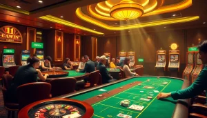 Experience a thrilling online gaming moment at 98Win with vibrant casino tables and engaging players.