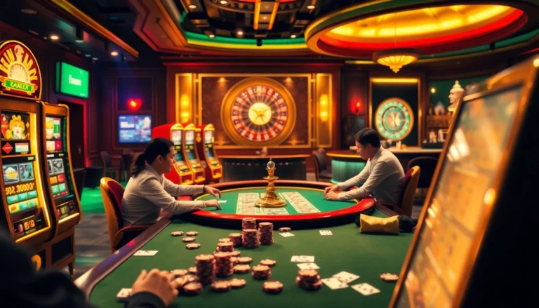 Engaged players at a poker table with 8day.cn.com branding, showcasing a vibrant casino atmosphere.
