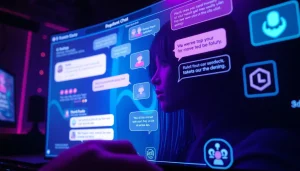 Futuristic NSFW AI chat interface with engaging avatars and intimate ambiance