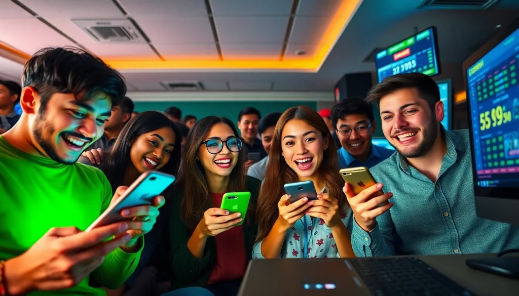 Players enjoying innovative games on 56WIN.com, showcasing excitement and engagement in online gambling.