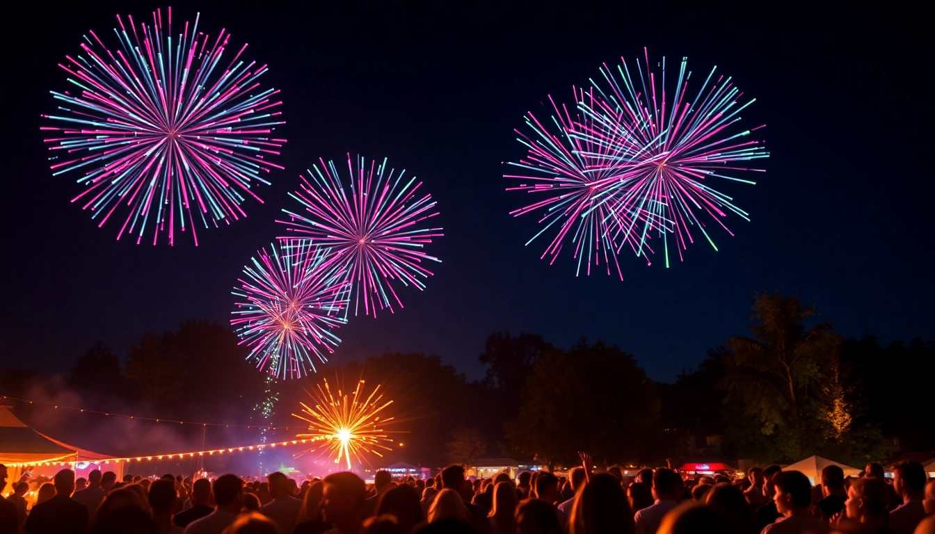 Captivating diamond fireworks lighting up the celebration night sky.