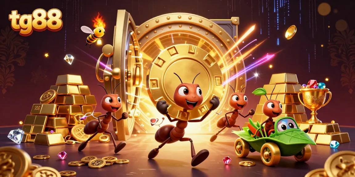 Experience the thrill of tg88 with a heist adventure featuring cartoon ants and golden treasures.