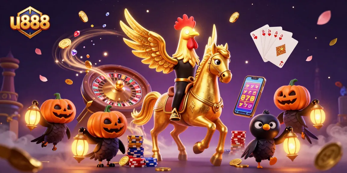 Experience thrilling games at U888 casino with golden rooster and dynamic gambling elements.