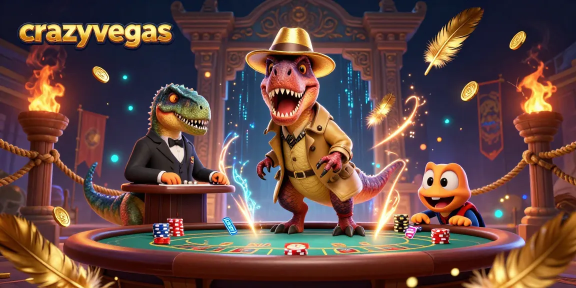 Experience thrilling action at crazyvegas with a velociraptor card counter, stegosaurus pit boss, and playful compy in a blackjack showdown.